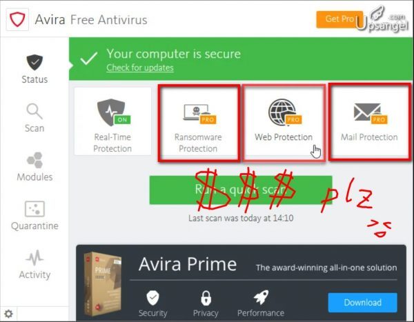 Avira防毒免費版的功能限制